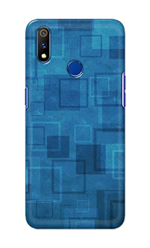Image of Printed Hard Back Cover Case for Realme 3 Pro Back Cover (Plain Azure Blue) -1302