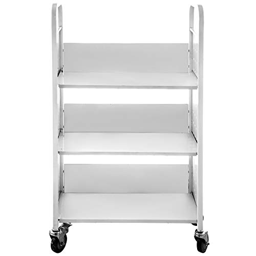 image for BestEquip 200LBS Book Cart, Library Cart 30x14x45 Inch, Rolling Book C