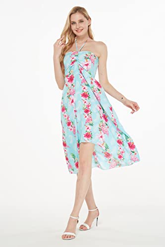Image of Hawaii Hangover Family Matching Clothes, Pink Hibiscus Vine Turquoise | Family matching Hawaiian outfits, Pink Hibiscus Vine Turquoise, lightweight rayon, machine washable, tropical floral print