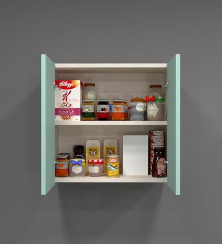 Image of SPECIALITY PANELS 2 Door Mirror Glossy Triple Layered UV Resistant Handless Cabinet Wall Mounted Storage Unit Space Saving Cupboard for Kitchen Bathroom Living Room Utility Organizer | DIY Assembly