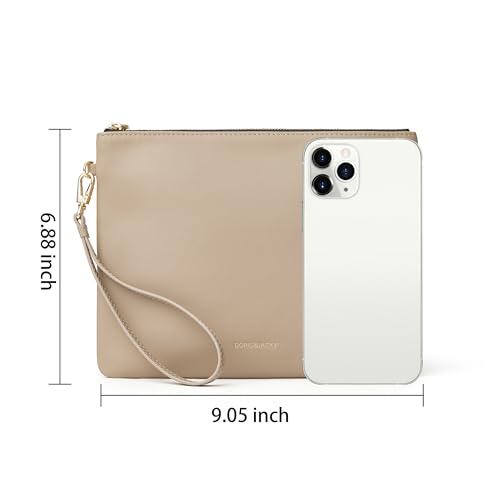 Image of DORIS&JACKY Lambskin Leather Wristlet Clutch Purse Women Large Phone Wallet