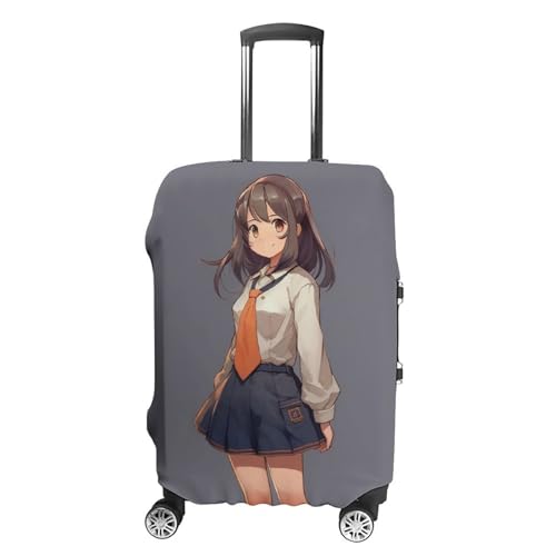 Washable Luggage Case Cover Anime Girl in Skirt Printed Luggage Cover Protector Elastic Suitcase Protector Anti-Scratch Suitcase Cover for L (26-28 inches) Luggage