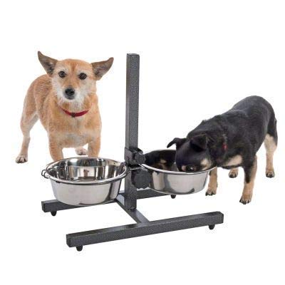 KYZA-Adjustable-Elevated-pet-Feeder-Raised-Dog-Bowls-Dog-Feeding-Station-H-Base-Double-Bowl-Stand-Two-Stainless-Steel-Removable-Bowls-Set-of-2x1890ml-Large