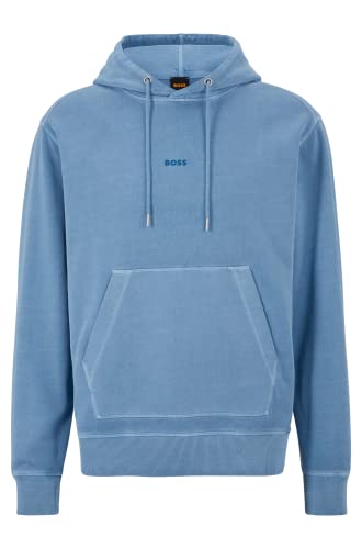 BOSS Men's Garment Dyed Center Logo Hooded Sweatshirt