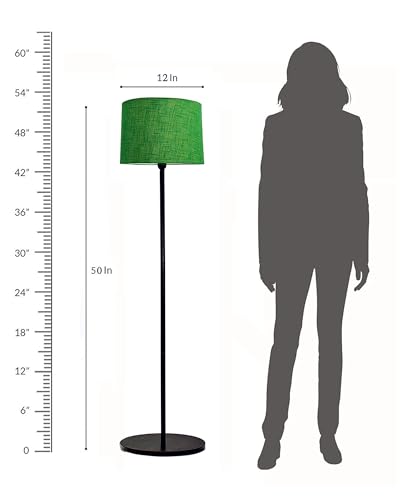 Image of Homesake Modern Floor Lamp for Living Room Traditional Farmhouse Boho Floor Lamp Mid-Century Pole Lamp with Linen Lamp Shade Modern Bohemian Side Lamp for Living Room Bedroom Office (Green)