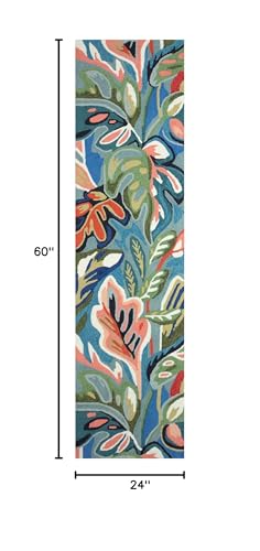 Liora-Manne-Capri-IndoorOutdoor-Handmade-Synthetic-Blend-Durable-Area-Rug-Contemporary-Geometric-Botanical-Floral-Colorful-On-Holiday-Aqua-2-x-5 Liora Manne Capri IndoorOutdoor Handmade Synthetic Blend Durable Area Rug Contemporary Geometric Botanical Floral Colorful On Holiday Aqua 2 x 5