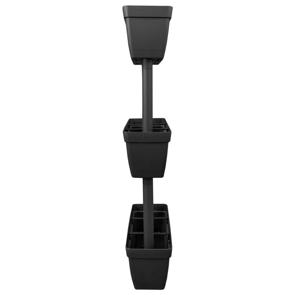 Macetero apilable de 6 piezas, jardinera de 100 cm de alto de TPR resistente en antracita, jardinera modular con almacenamiento de agua para balcón, terraza, jardín, jardinera de hierbas DIY