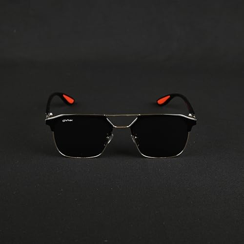 Image of GYNK Square Frame Sunglasses for Men | Premium Metal Frame Sunglasses | Fashion Eyewear for Driving, Travel, Riding, Outdoor Activities, Beach & Daily Wear