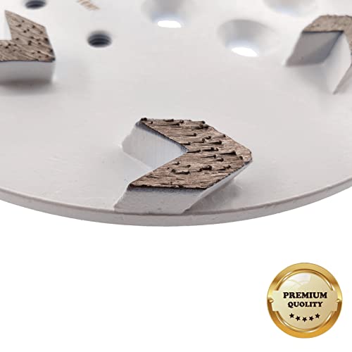 Globaldragon 10 inch Pro Concrete Diamond Grinding Head disc Plate, 16Grit Arrow Segment (16Grit Soft Bond 10 Segments), Gold, White, Red, Black