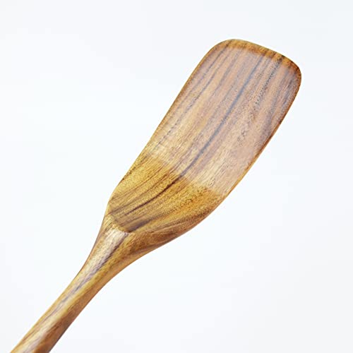 Spatule en bois de teck naturel à long manche - Fabriquée à la main pour ustensiles de cuisine antiadhésifs - Image 4