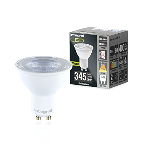 Integral Bombilla LED 5 PACK GU10 Cálido 2700K, 400LM, 3,6W (equivalente a 50W) No Regulable - Eficiencia energética e ideal para focos y luces empotradas en baños, cocinas, salones