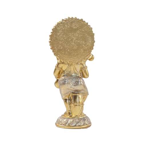 Estatua dorada de Ganesha con veena de resina miniatura 3