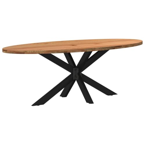 vidaXL Esstisch Hellbraun 220x100x74 cm Massivholz Eiche Oval, Küchentisch, Restauranttisch, Tisch Restaurant, Esszimmertisch, Bistrotisch