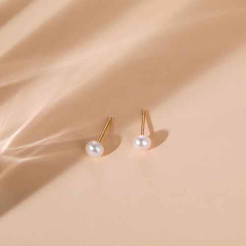 EAMTI Pearl Earrings for Women Trendy 18K Gold Plated Sterling Silver Freshwater Cultured Pearl Stud Earrings Hypoallergenic 5.5-9.5MM3