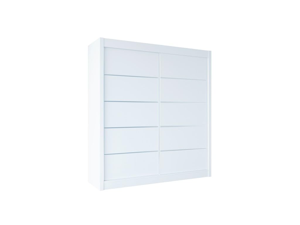 B1 180 cm Weiß Schiebetüren Kleiderschrank 180x215x58 cm Schlafzimmermöbel, Aufbewahrung - Mehrzweckschrank - Farbe: Weiß
