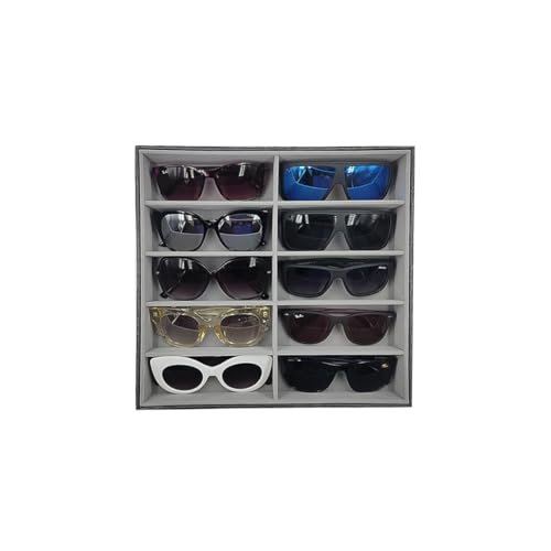 Bandeja Organizadora de 10 Óculos Preto com Cinza Porta Óculos Gaveta Closet