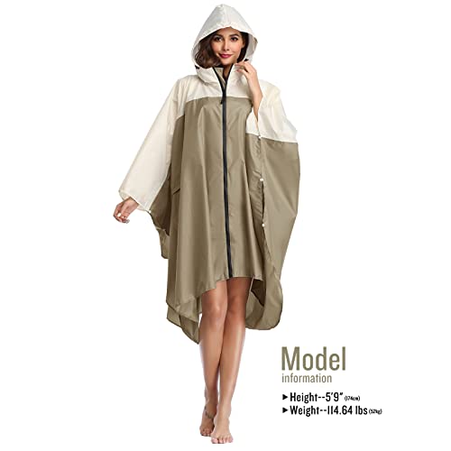 Image of SaphiRose Adult Rain Poncho Waterproof Hooded Zipper Raincoat with Pockets | OEKO-TEX Certified 100% Polyester, Lightweight Packable Storage Pouch, Heat-Sealed Seams, Quick-Dry for Outdoor Hiking