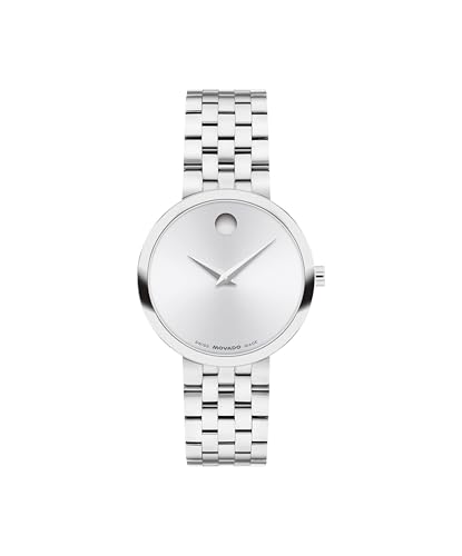 Movado Museum Classic Women's Watch - Swiss Quartz Movement, Stainless Steel Link Bracelet - 3 ATM Water Resistance - Classic, Luxury Fashion Timepiece for Her - 29.5mm