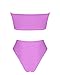 OMKAGI Women's 2 Pieces Bandeau Bikini Swimsuits Off Shoulder High Waist Bathing Suit High Cut(Medium,Purple)
