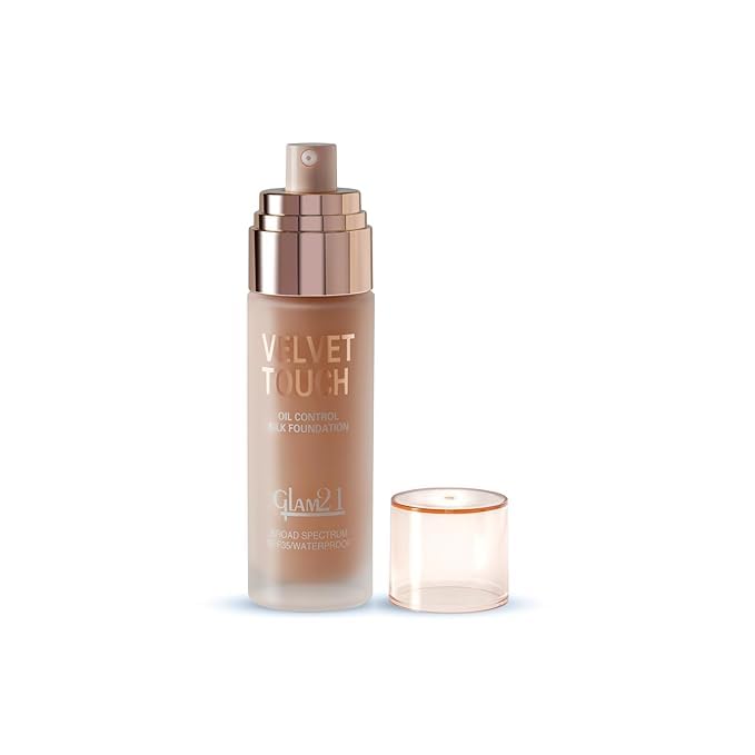 Glam 21 Velvet Touch Oil Control Silk Matte Foundation|Waterproof, High Coverage|SPF 35 Long Lasting|Caramel-50gm