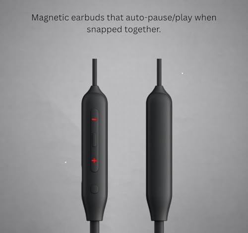 Image of Original Neckband for OnePlus Z3 Earbuds with Quick Charging Soft Silicone Band and Bass Boost Audio (Black)