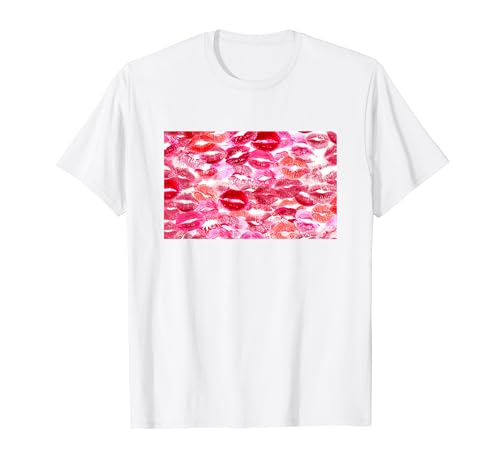 White Shirt with Red Lipstick Kisses for Boyfriend T-Shirt