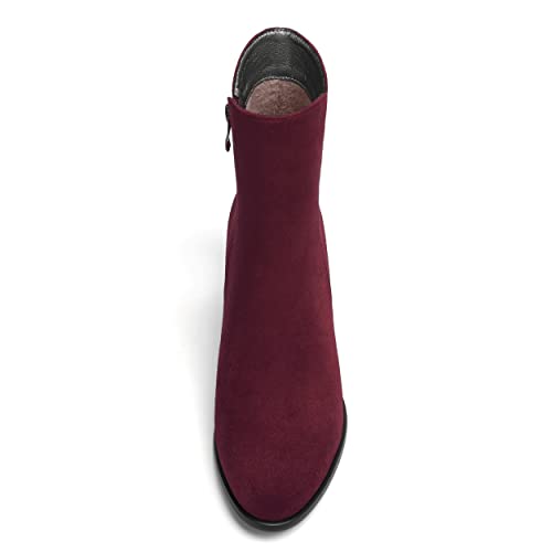 MERRORI Womens School Casual Zip Suede Round Toe Chunky Low Heel Ankle High Boots 2 Inch3