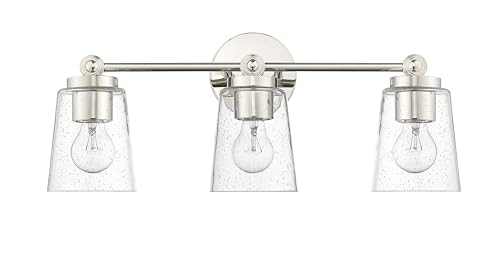 ML Lighting | Lauryn Collection | 22003-PN | 3 Light Vanity in Polished Nickel Finish with Clear...