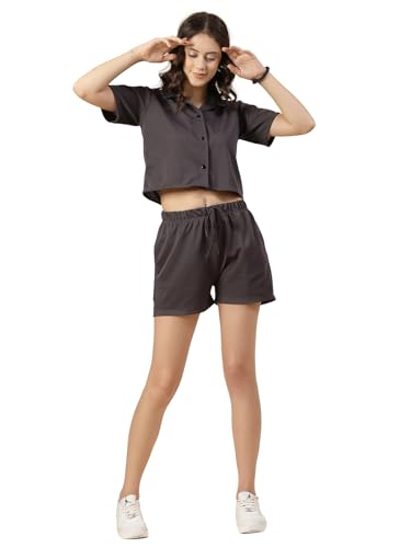 Image of Rigo Cotton Co-ord Set for Women | Round Neck, Slim Fit Tracksuit Co-ords Set for Women | Stylish Dresses for Women | Casual Wear, Beach Wear, Vacation Wear Outfit for Women