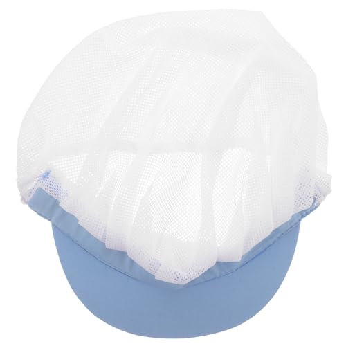 Hemobllo Fashion Chef Hat with Fine Mesh, Adjustable Light Blue Brim, Breathable and Dustproof Cooking Cap for Men and Women, Kitchen and Restaurant Workwear