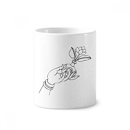 Vase bouddhiste en céramique blanche de 350ml pour brosses à dents et stylos décoratifs