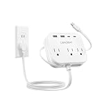 LENCENT 2 Prong Power Strip, 3 to 2 Prong Adapter with Flat Plug Cord