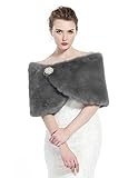 BEAUTELICATE Chal Estola de Pelo Mujer Boleros para Invierno Fiesta Novia Bodas (Gris Oscuro)