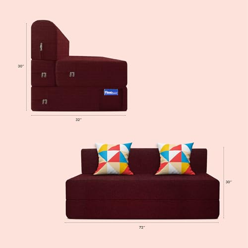 Image of Starlon 3 Seater Sofa Cum Bed Foldable 3-in-1 Sofa Bed with 1 Year Warranty, Washable Jute Fabric Cover & 2 Pillows.Queen Size Guest Bed for Living Room,Apartment & Small Spaces 6x6.5 Ft