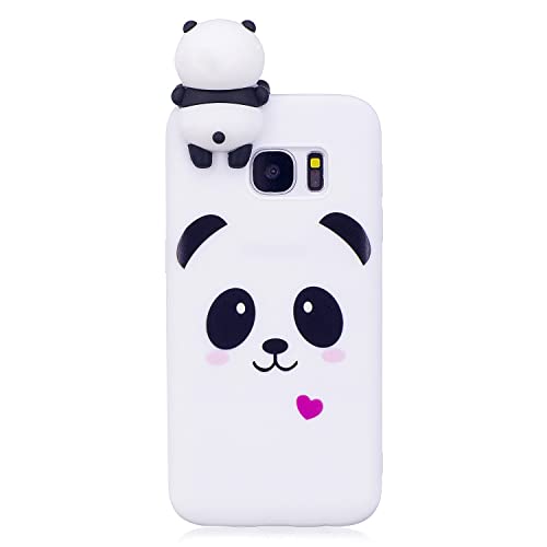 DasKAn Moda Custodia per Samsung Galaxy S7 Edge,Carino Bianca Panda 3D Cartoon Animale Bambola Disegno Indietro Cover AntiGraffio Flessibile Morbido TPU Silicone Custodia per Samsung Galaxy S7 Edge