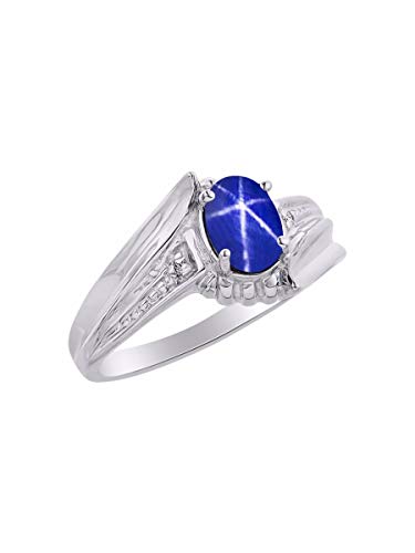Bague saphir bleu diamant RYLOS pierre de septembre - 3
