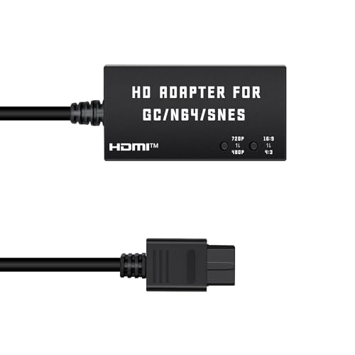 Mcbazel N64 to HDMI Converter, HDMI Cable Adapter Compatible with Nintendo GameCube/N64/SNES/SFC with S-Video Signal Output, Support 4:3/16:9 Ratio Conversion