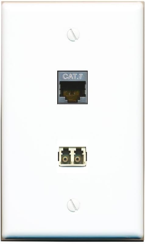 RiteAV CAT7 LC Multimode Fiber Duplex Wall Plate Flat/Solid [White]