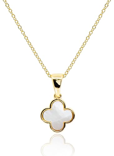 Collier trèfle à quatre feuilles pour femme • Pendentif trèfle porte-bonheur en nacre blanche noire rose bleu menthe vert menthe • Bijoux cadeaux...