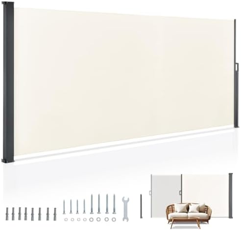 Juskys Tenda da sole laterale Dubai 500 x 160 cm estensibile e coprente, frangivista e frangivento p...