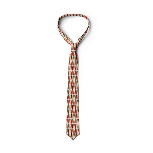Ambesonne Necktie, 70S Retro Style, 3.7", Orange Cream #TOP1