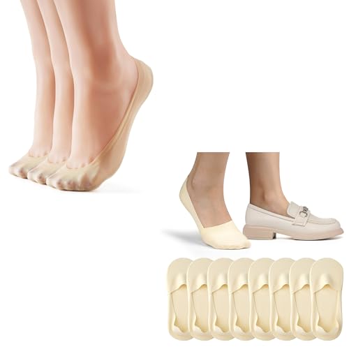 3 Pairs Women's No Show Socks + 4 Pairs Ice Silk No Show Loafer Socks for Women