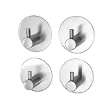 Pulsar Handtuchhaken Badhaken Edelstahl selbstklebend/ohne Bohren, für Badezimmer/Küche, 4 Stück