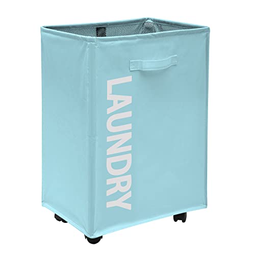Zccpeck Pro 23" Laundry Hamper, Collapsible Rolling Laundry Basket, Laundry Cart With Wheels Utility Removable Dirty Clothes Hamper For Dorm Organization And Storage（Lightblue） #TOP29