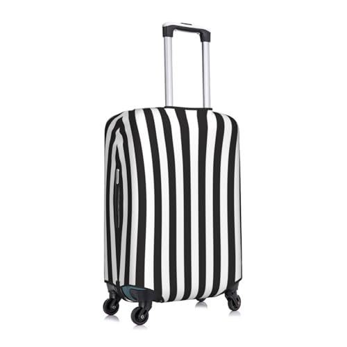 Black & White Stripe Print Suitcase Cover Luggage Protector Washable Elastic Fashionable Travel Gear Cover3
