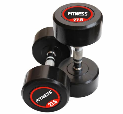 BEASTOR Bouncer Dumbbell 27kg x2 – Fixed Non-Adjustable Dumbbells for Gym, Fitness, Strength Training (Black, 27.5kg x 2)