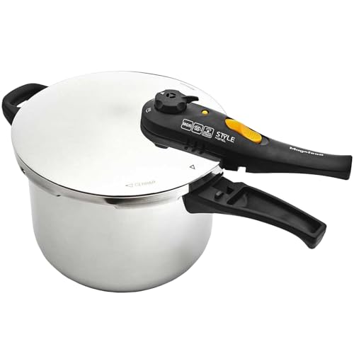 Magefesa Style   Olla Express Rápida 6L, Acero Inoxidable 18/10, Cocina Sana, Fondo Termo Difusor, Asas Laterales Termo Resistentes, Inducción