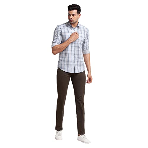 Image of Parx Men's Cotton Blend Solid Pattern Low Rise Tapered Fit Flat Front Casual Trouser
