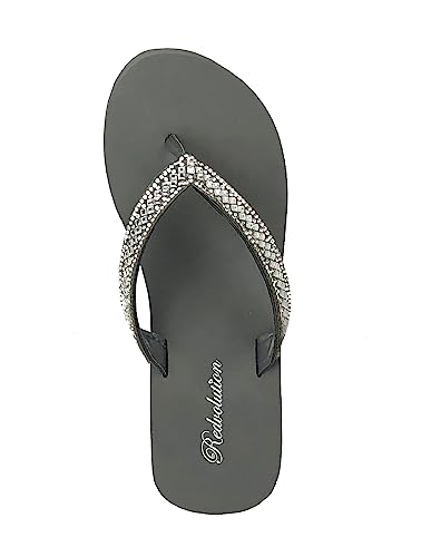 Image of REDVOLUTION New Women's Rhinestone Sandals Platform T-Strap Jewel Sandals High Wedge Flip Flops