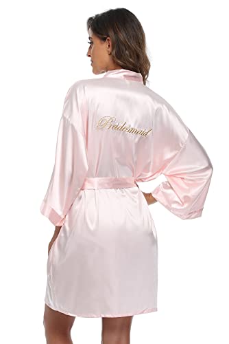 Image of Super Shopping-zone Women's Pure Bride Robes Embroidery Bridesmaid Robes Bridal Party Kimono Robe Wedding Sleepwear